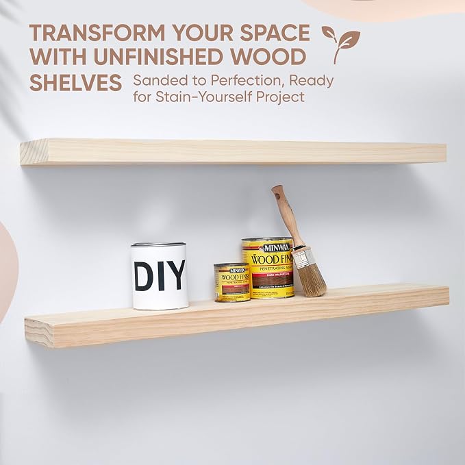 Homeforia 42 inch Wood Floating Shelf, High End Solid Natural Wood 42inch Large - Image 3
