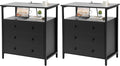 3 Wooden Drawers Nightstand, 27 Inch Wide Night Stand Set 2 by Edbuosy
