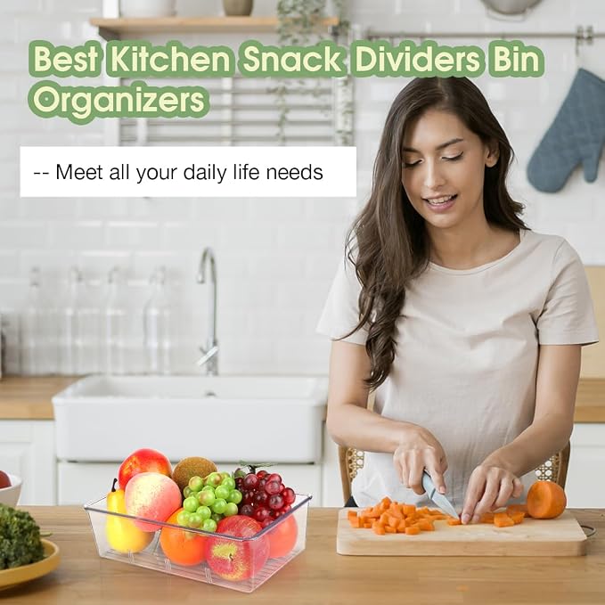 6 Pack Food Storage Organizer Bins Clear Plastic Removable Snack Organizer - Image 7