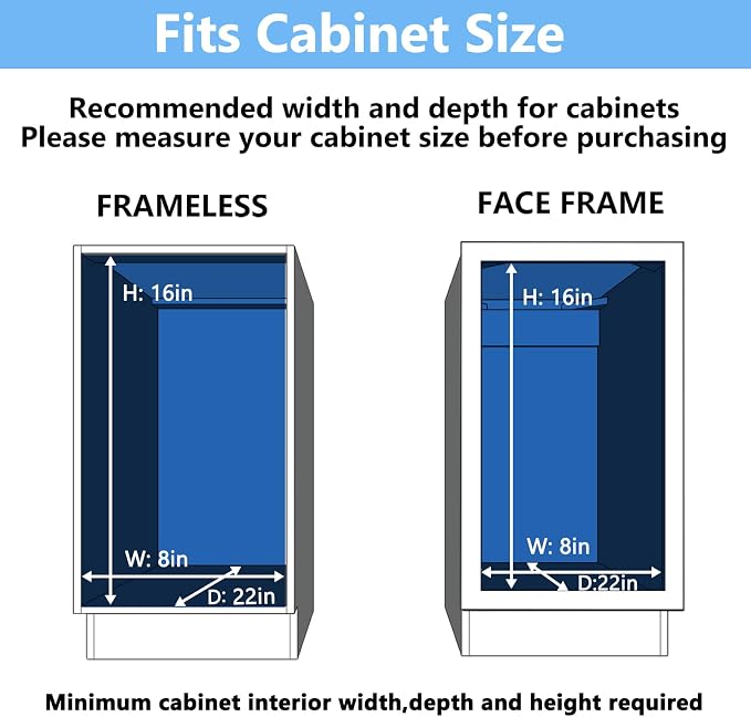 2 Tier Individual Pull Out Cabinet Organizer 7½" W x 21½" D, Heavy Duty Cabinet - Image 4