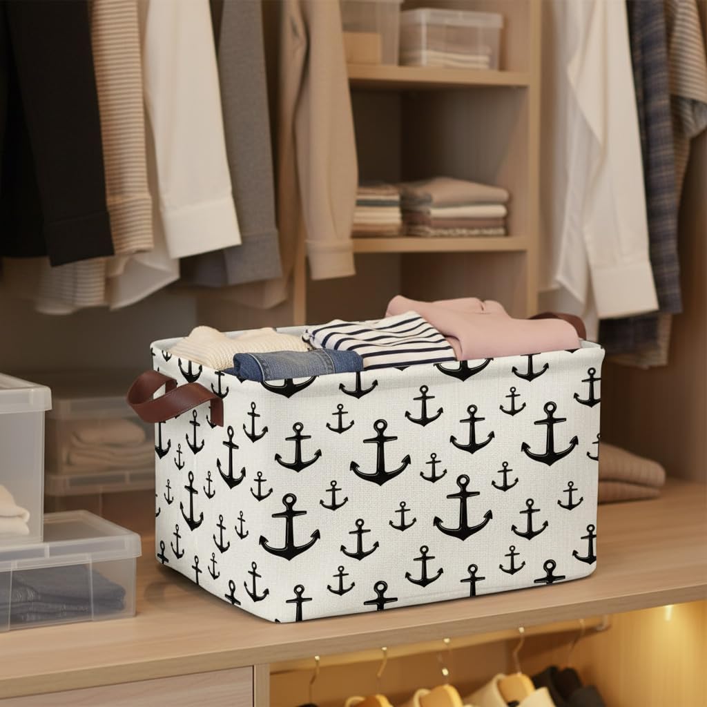 Anchor Storage Basket Waterproof Canvas Toy Storage Bin Home Anchor