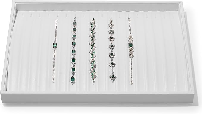 White PU Leather Jewelry Display Tray - Image 4