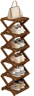 YYW Flat Bamboo Shoe Rack for Entryway, Installation-Free and Folding Vertical by YYW