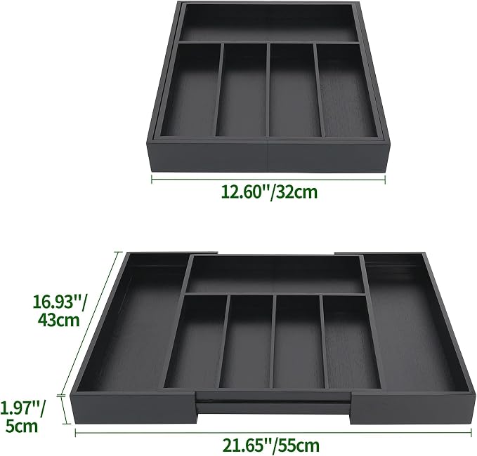 VaeFae Premium Bamboo Drawer Organizer, Expandable Silverware Drawer Organizer - Image 3