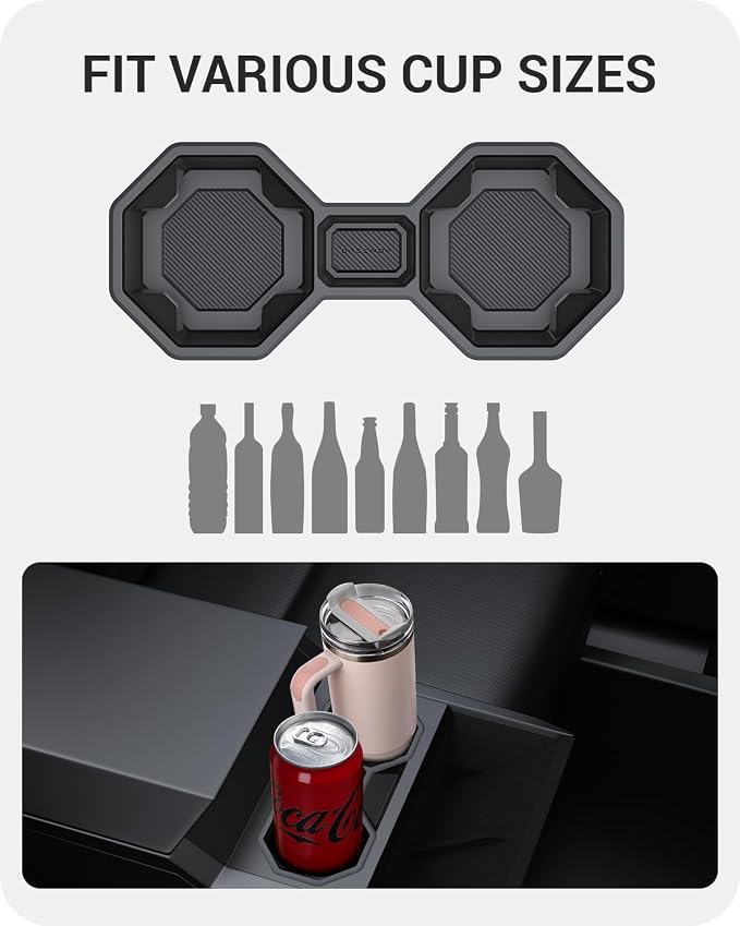 BASENOR 2024 2025 Tesla Cybertruck Center Console Cup Holder Insert Silicone - Image 4