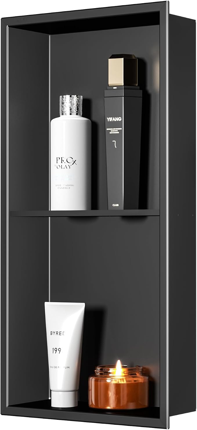 Stainless Steel Shower Niche 24" X 12", No Tile Needed Wall Niche Double Shelves - Image 9