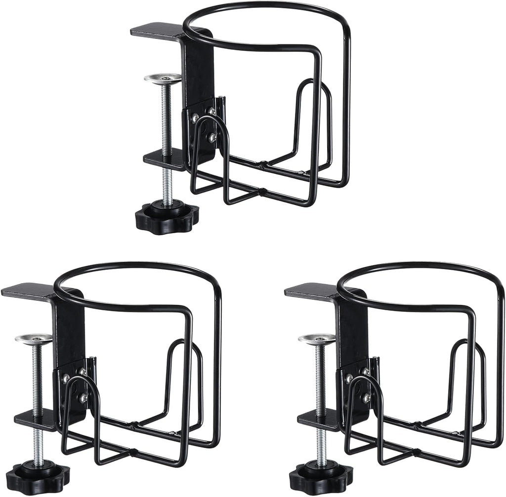 Desk Cup Holder Clamp, 3 Pack Open-Frame Drink Holders for Table