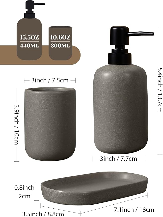 INGOFIN 3 Pcs Ceramic Bathroom Accessory Set - Image 2