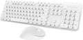Wireless Keyboard Mouse Combo, 104 Keys Cute White Keyboard by Kootop