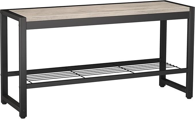 HOMEFORT 2 Tiers Shoe Bench, Retro Industrial Shoe Storage Bench by HOMEFORT