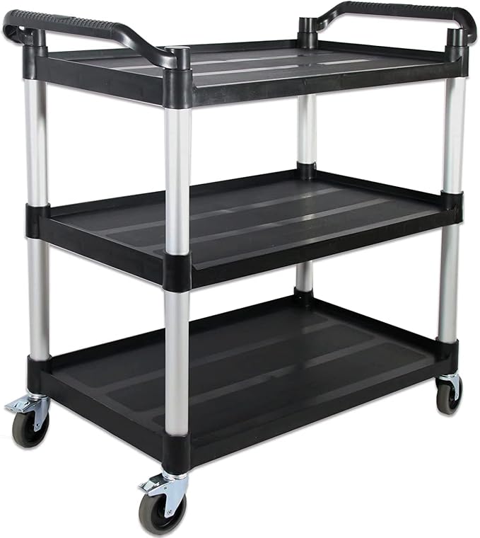 Service Cart with Wheels Lockable Large Size, Plastic Restaurant Cart Heavy Duty by FIHUTED