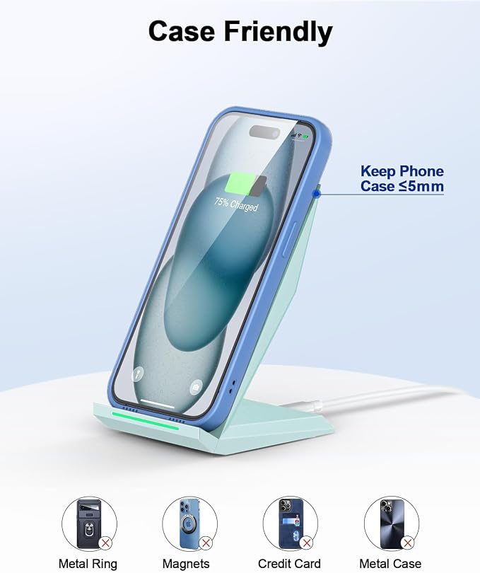 NANAMI Fast Wireless Charger, Qi Certified Charging Stand Compatible iPhone - Image 6