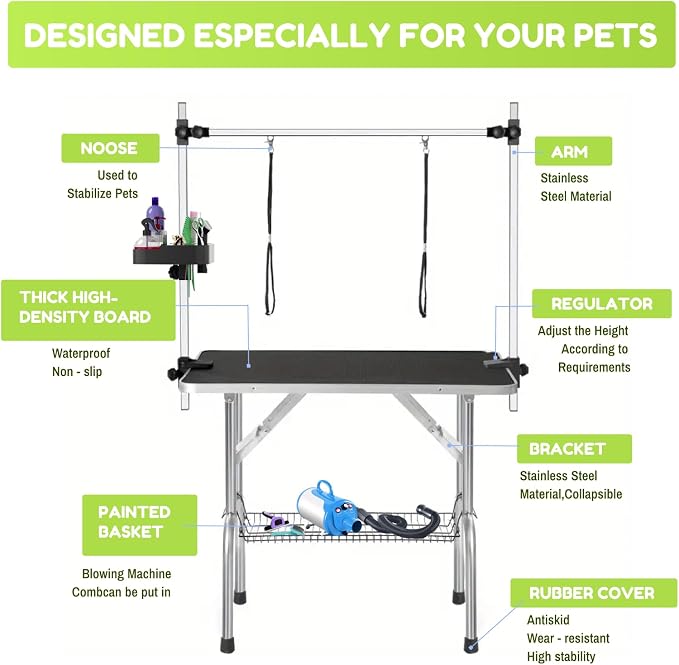 36" Large Dog Grooming Table, Non-Slip Tabletop - Image 6