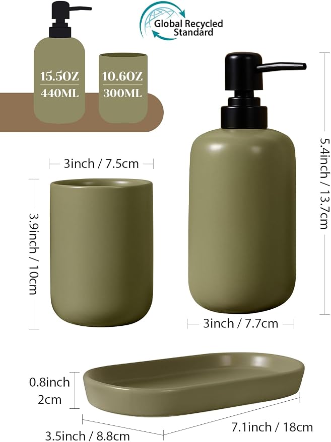 INGOFIN 3 Pcs Ceramic Bathroom Accessory Set - Image 2