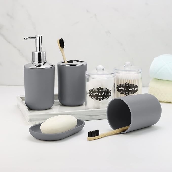 IMAVO Bathroom Accessories Set, 9 Pieces Bathroom Accessory Set, Qtip Holders - Image 4
