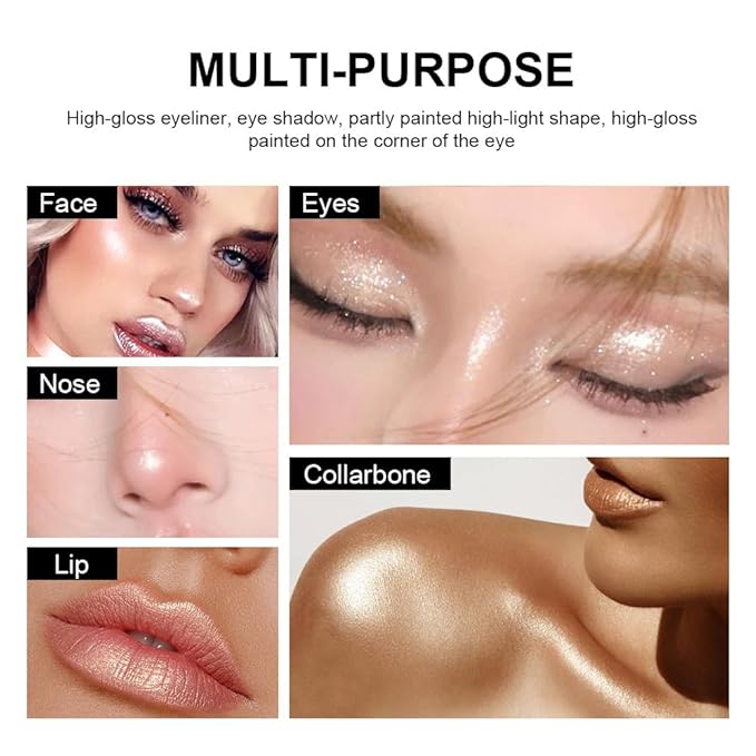 Light Gold Eyeshadow Stick Makeup, Cream Shimmer Eye Shadow Pencil, - Image 3