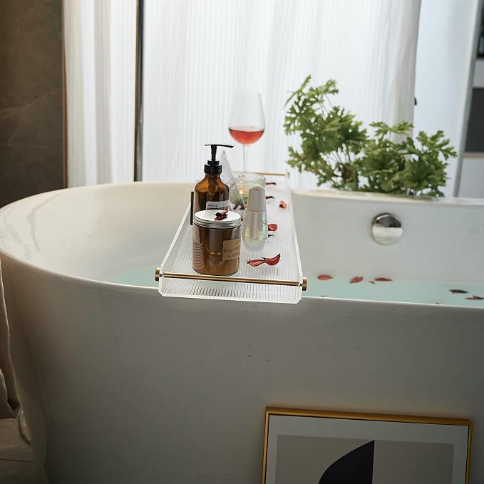 Bathtub Tray Acrylic Bath Tray Bathtub Caddy Non-Slip Bath Tub Tray Table - Image 4