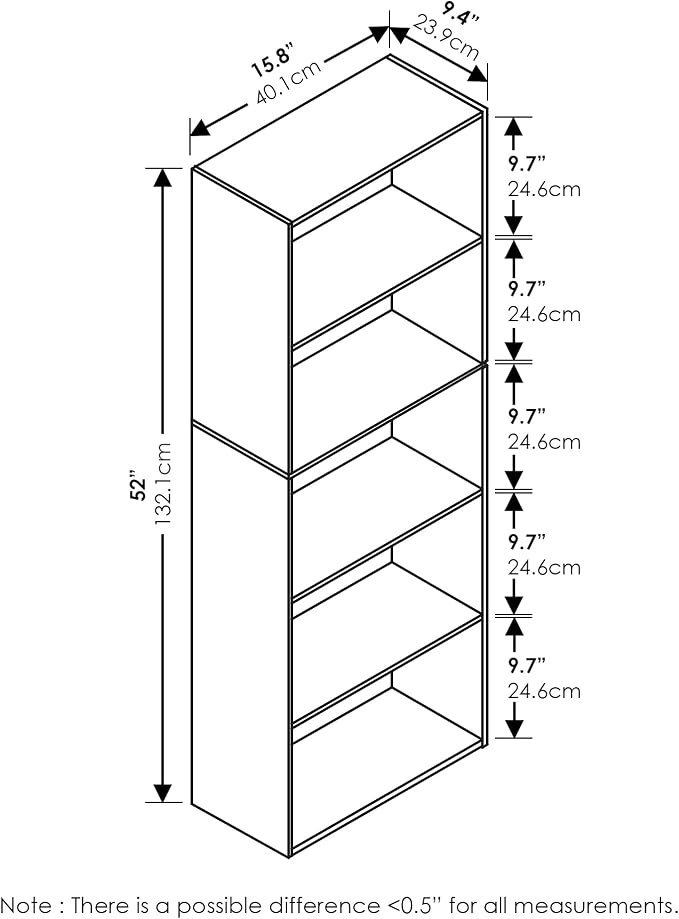 Furinno LUDER Book Shelf, 5-Cube Bookshelf, Bookcase - Image 6