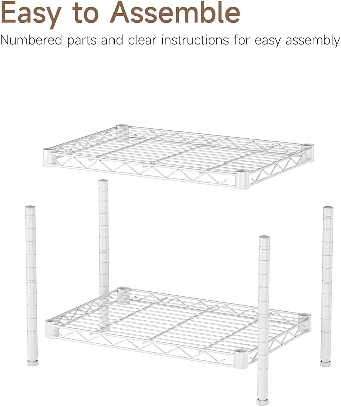 Small 2 Tier Shelves Storage Wire Shelving Unit Metal Shelf Adjustable - Image 9