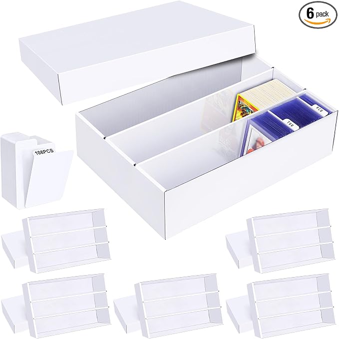 Trading Card Storage Box 6 Pack–2400 Count Cardboard Organizer by Leyzan