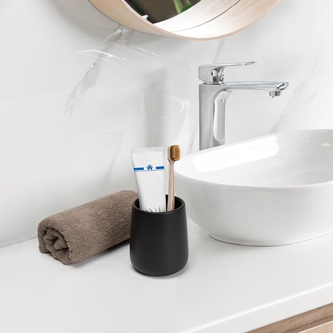 Bathroom Tumbler Cup Ceramic 13.5oz Reusable Toothbrush Cup 400ml, Toothbrush - Image 3
