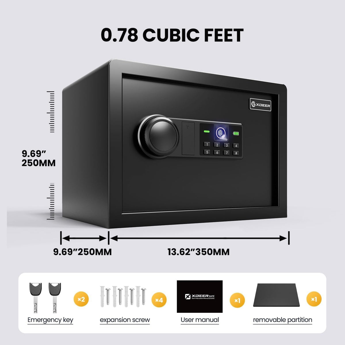 XDeer Biometric Safe with Fireproof Waterproof Bag, Small Safe 0.78
