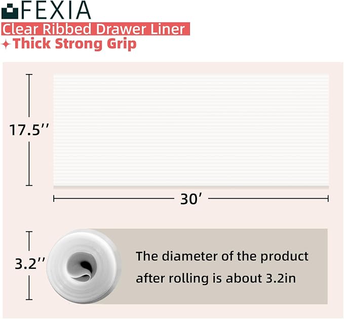 FEXIA Shelf Liners for Kitchen Cabinets Non-Slip Drawer Liner 17.5 Inches x 30 - Image 2