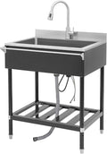Stainless Steel Utility Sink, Free Standing Single Bowl Kitchen Sink by Unknown