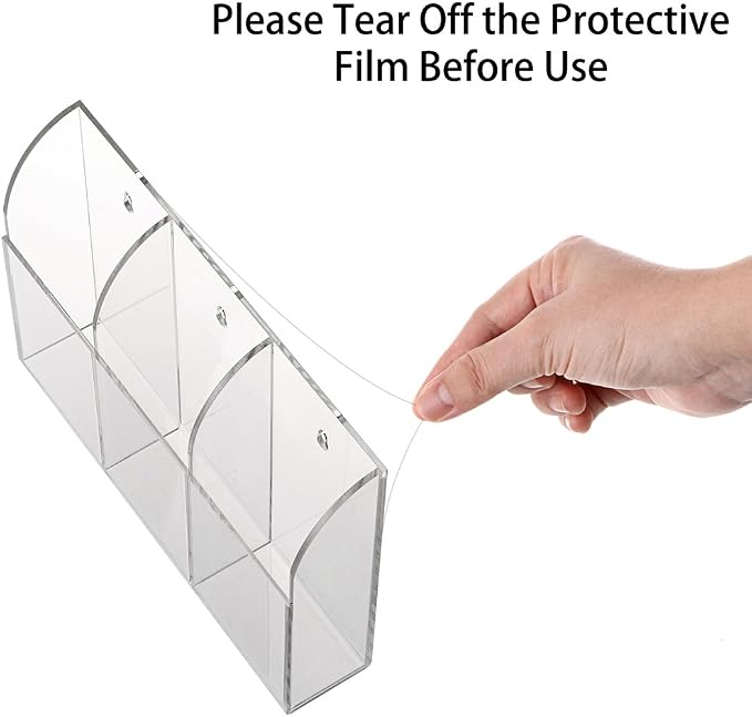 Hipiwe Wall Mount Remote Control Holder Clear Acrylic Media Organizer Storage - Image 3