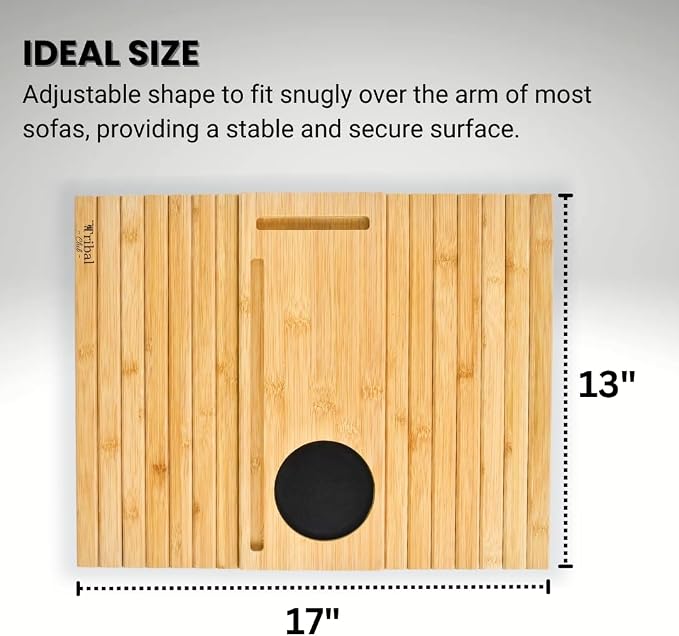 Bamboo Sofa Arm Tray, Couch Arm Table Caddy - Image 2
