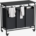LINZINAR 3 Bag Laundry Basket Sorter Heavy Duty Rolling Lockable Wheels Laundry by LINZINAR