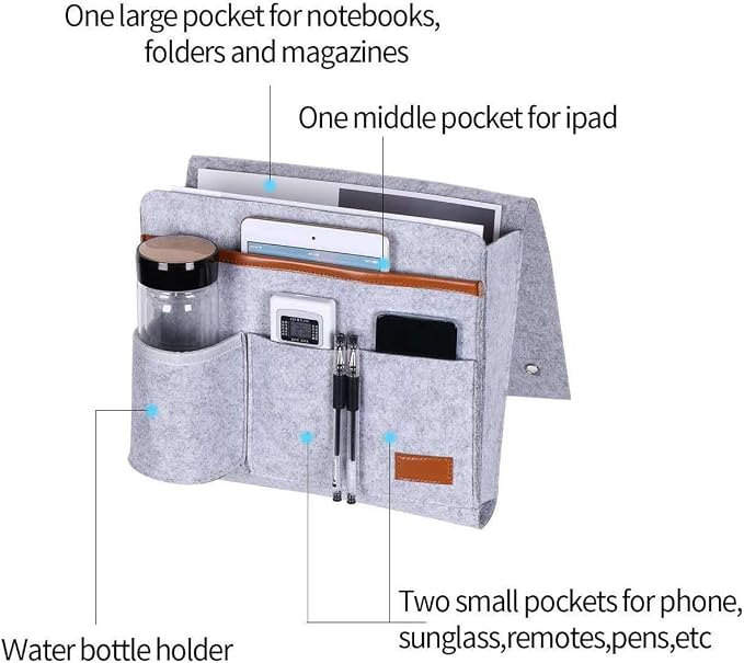 Bringsine Bedside Caddy, Felt Bed Storage Organizer Hanging Bag Holder - Image 2