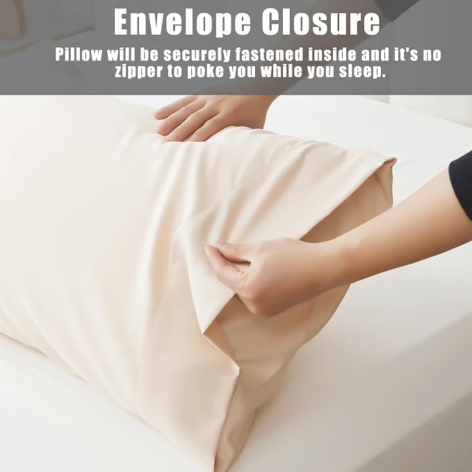 Pillow Cases Queen Size 2 Pack, Bamboo Rayon Cooling Pillowcases - Image 4