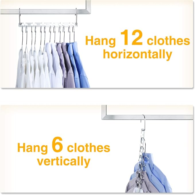 HOUSE DAY Space Saving Hangers for Clothes 12 Pack, Heavy Duty Hanger Organizer - Image 5