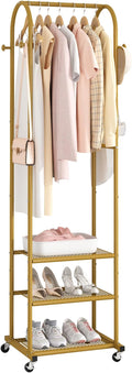 Heavy Duty Clothing Rack with Wheels, Modern Garment Rack with 3 Metal Shelves by Unknown