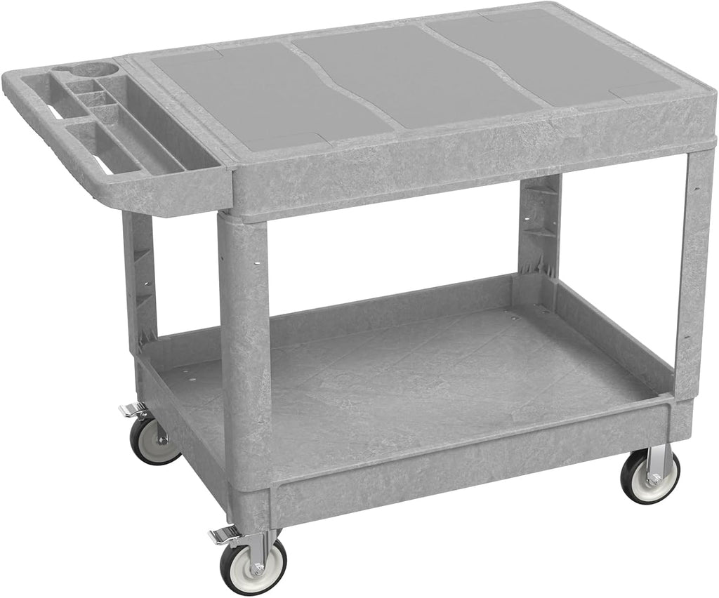Large Garage Flat Top Utility Cart, Heavy Duty 2 Shelf Tool Cart