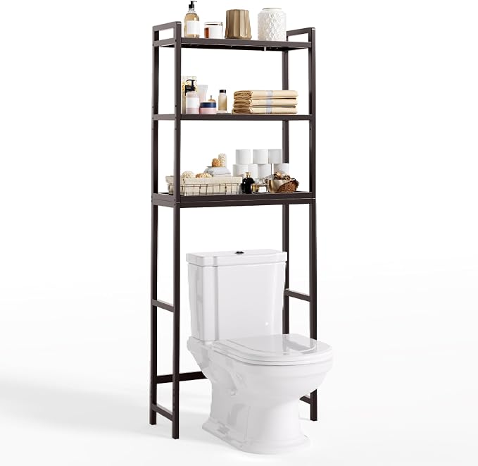 Gizoon Over The Toilet Storage, 3 Tier Bamboo Bathroom Organizer by Gizoon