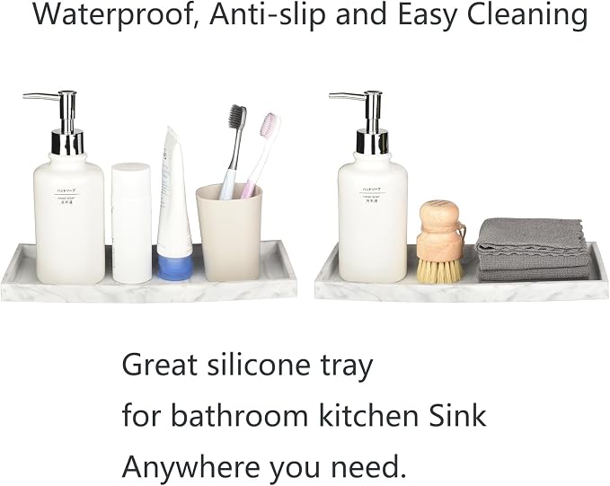 DNC Silicone Bathroom Tray for Counter, Kitchen Sink Soap Tray for Dish Holder - Image 4