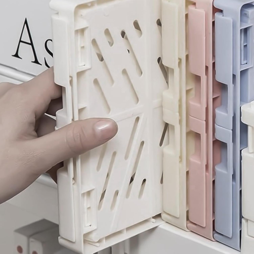 Small Pastel Plastic Storage Bins 2Pcs Foldable Pastel Crates