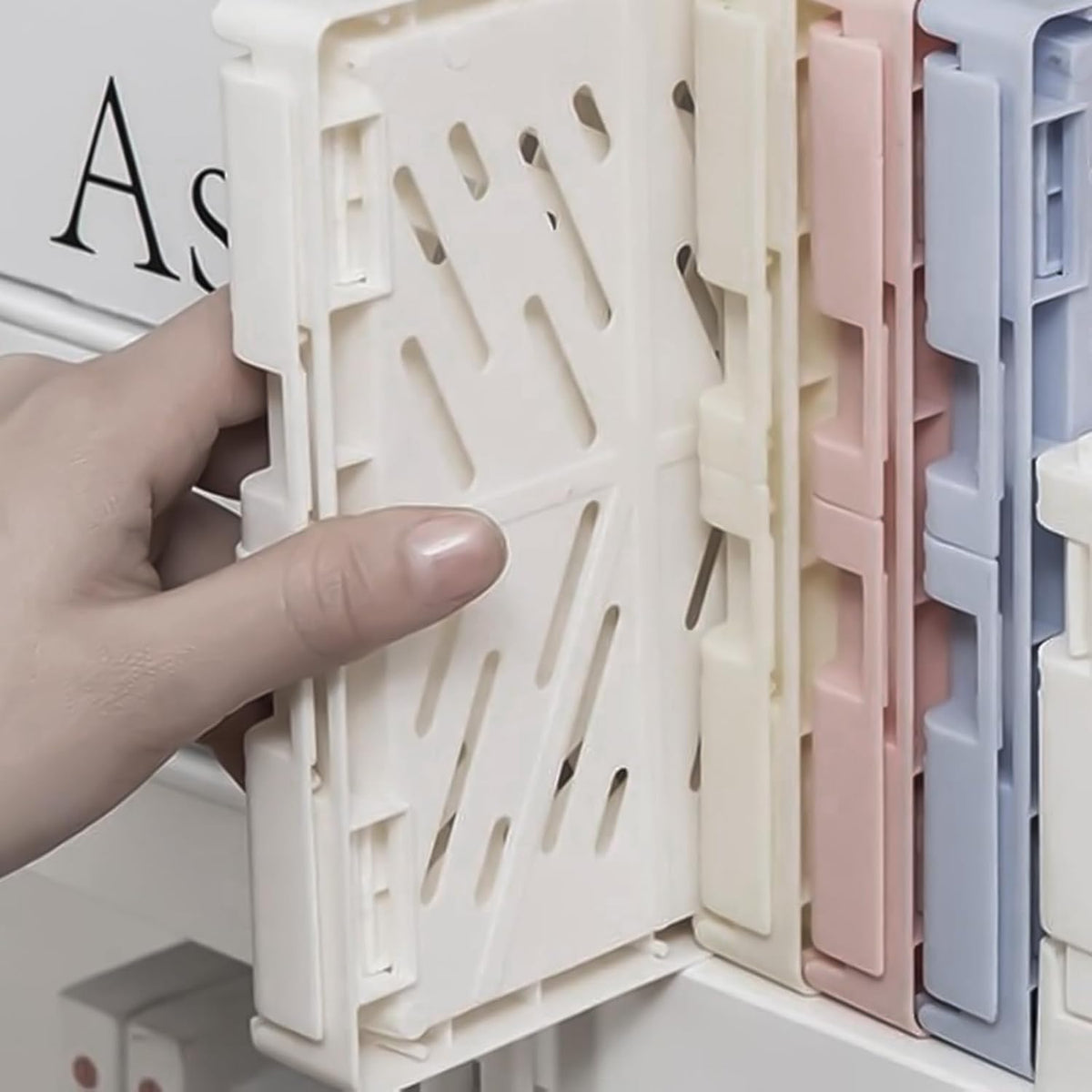 Small Pastel Plastic Storage Bins 2Pcs Foldable Pastel Crates