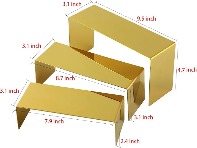 Purse Display Stand, 3 Gold Risers Display Stands Stainless Steel, Heavy Duty - Image 2
