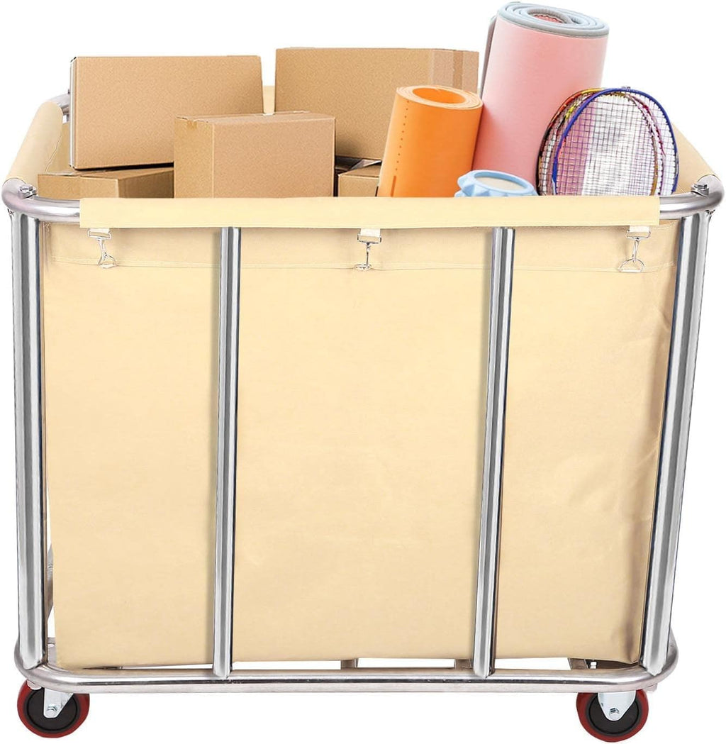 Laundry Cart for Commercial/Home,12 Bushels Heavy Duty Large Stainless