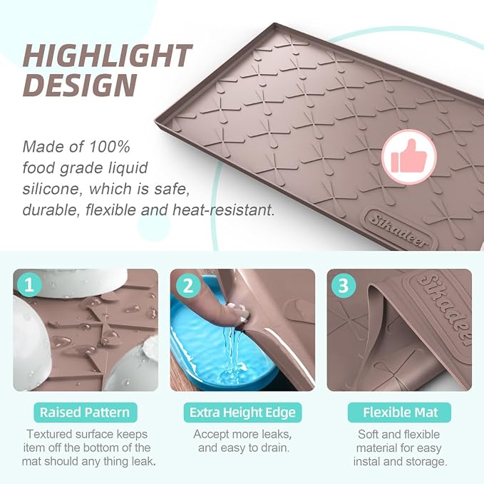 SIKADEER 31" x 19" Under Sink Mat Waterproof, Silicone Mat Kitchen Drawer Shelf - Image 5