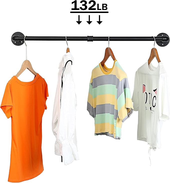 Oroonoko 2PCS 36inch Industrial Pipe Clothes Rack Wall Mount - Image 5