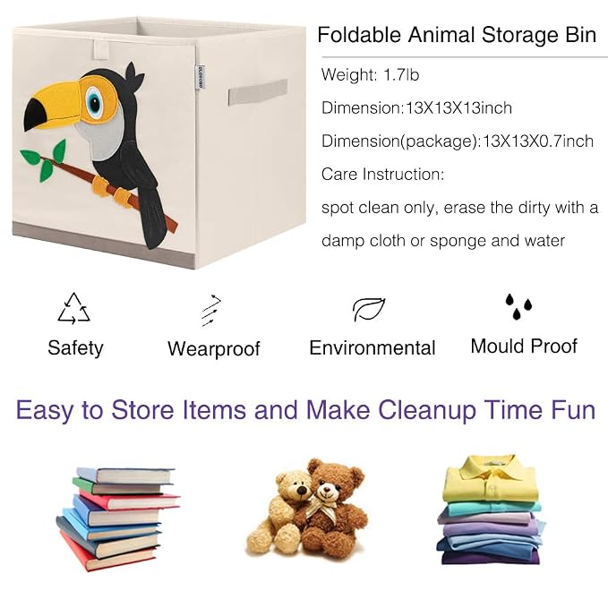 CLCROBD Foldable Animal Cube Storage Bins Fabric Toy Box/Chest/Organizer - Image 3