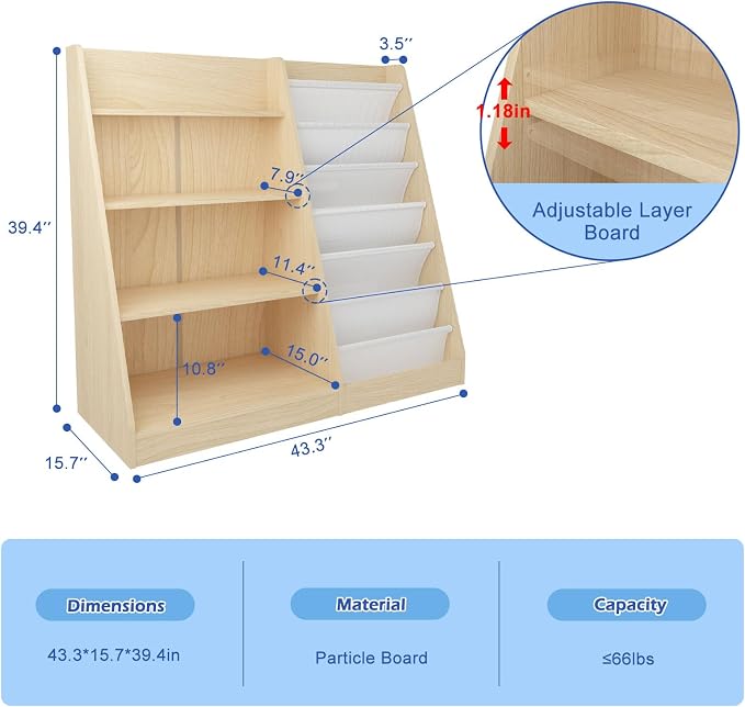 4 Tier Kids Bookshelf Baby Toddler Book Rack Children Bookcase Toy Storage - Image 3