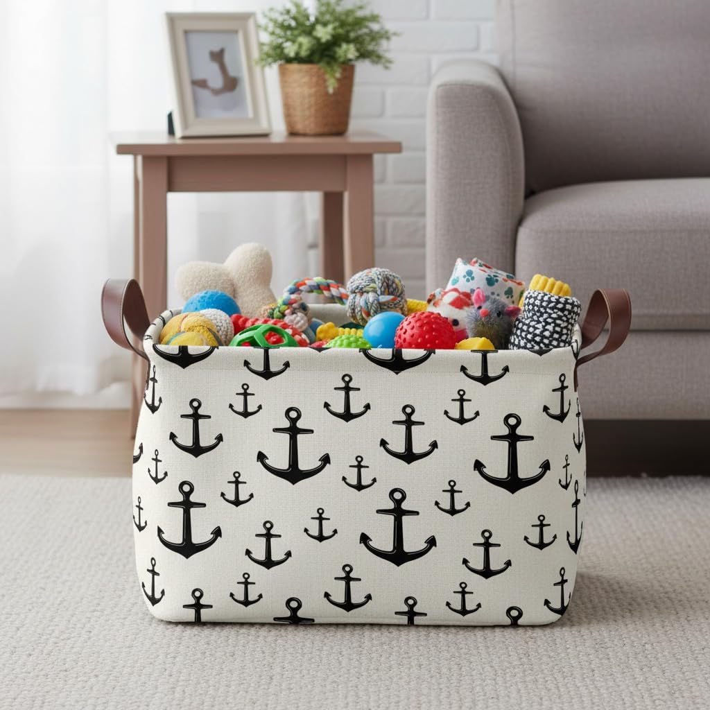 Anchor Storage Basket Waterproof Canvas Toy Storage Bin Home Anchor