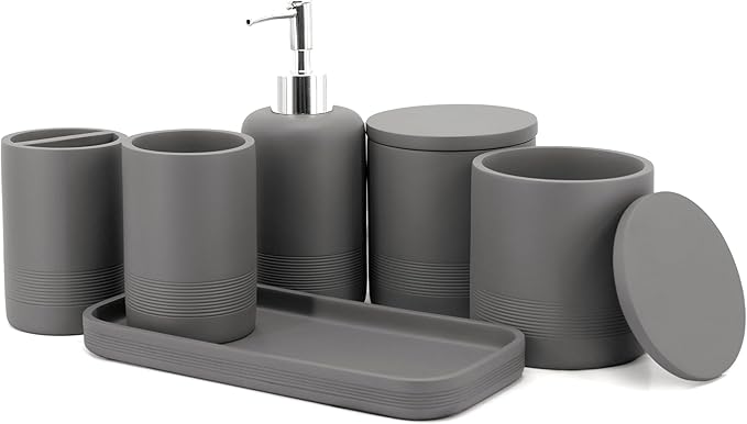 ZCCZ Gray Bathroom Accessories Set 6 Pieces by zccz