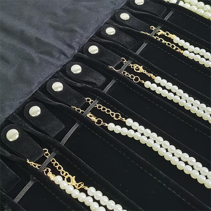 Portable Jewelry Roll Untangled Secure Necklace Travel Storage Bag Displays - Image 8