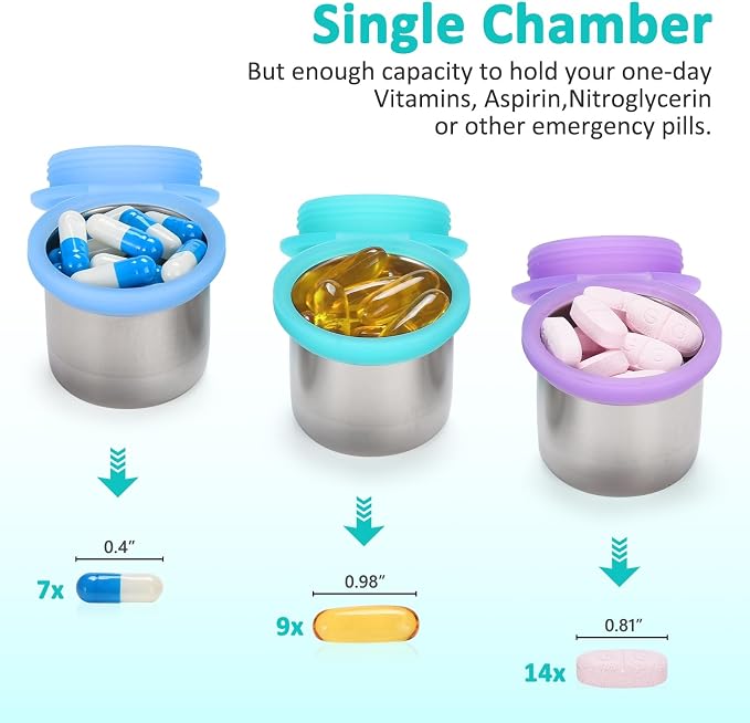 Weekly Metal Pill Case 7 Day, Stainless Steel Pill Box Organizer - Image 3